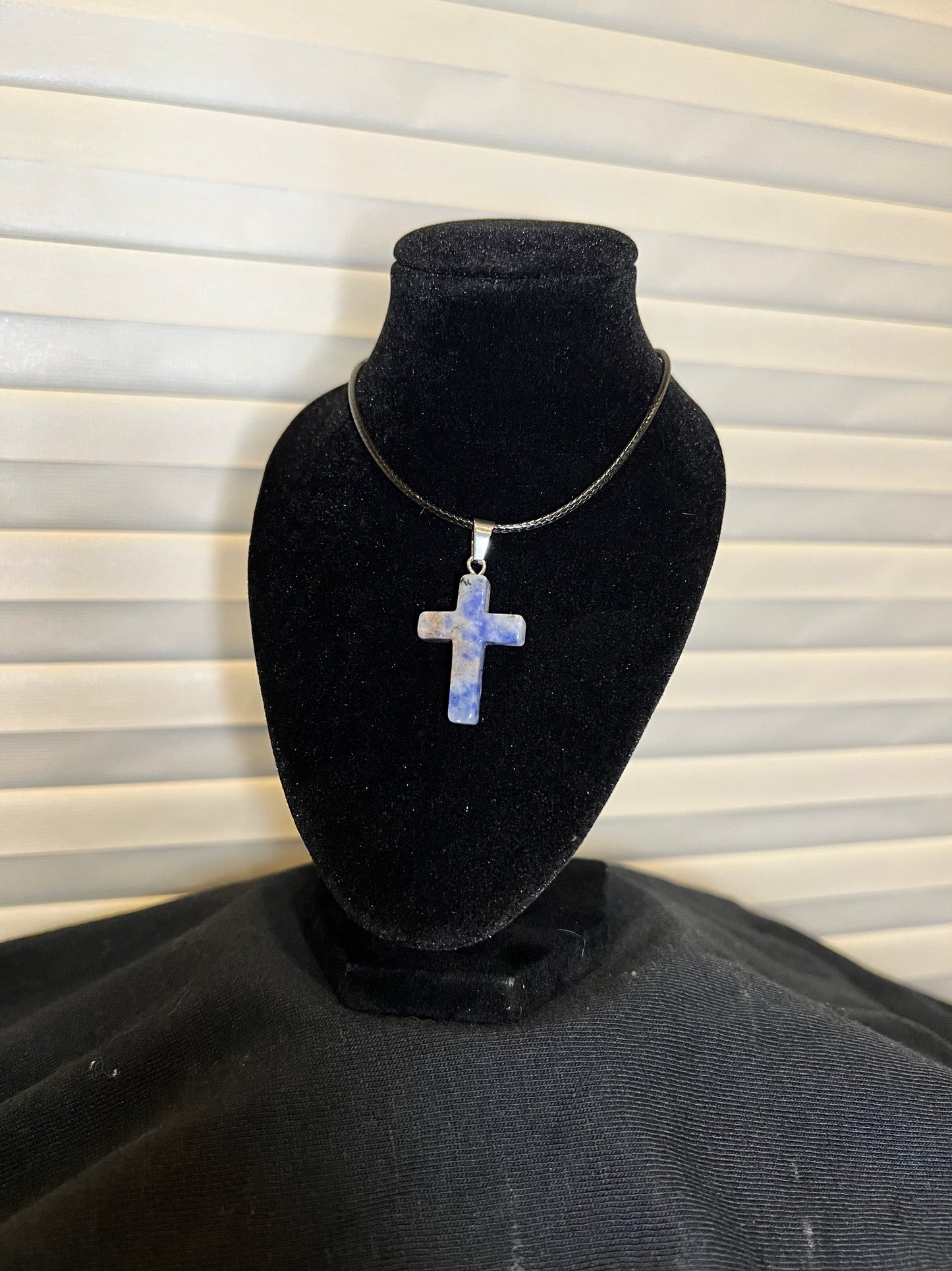 Blue Agate Cross Necklace