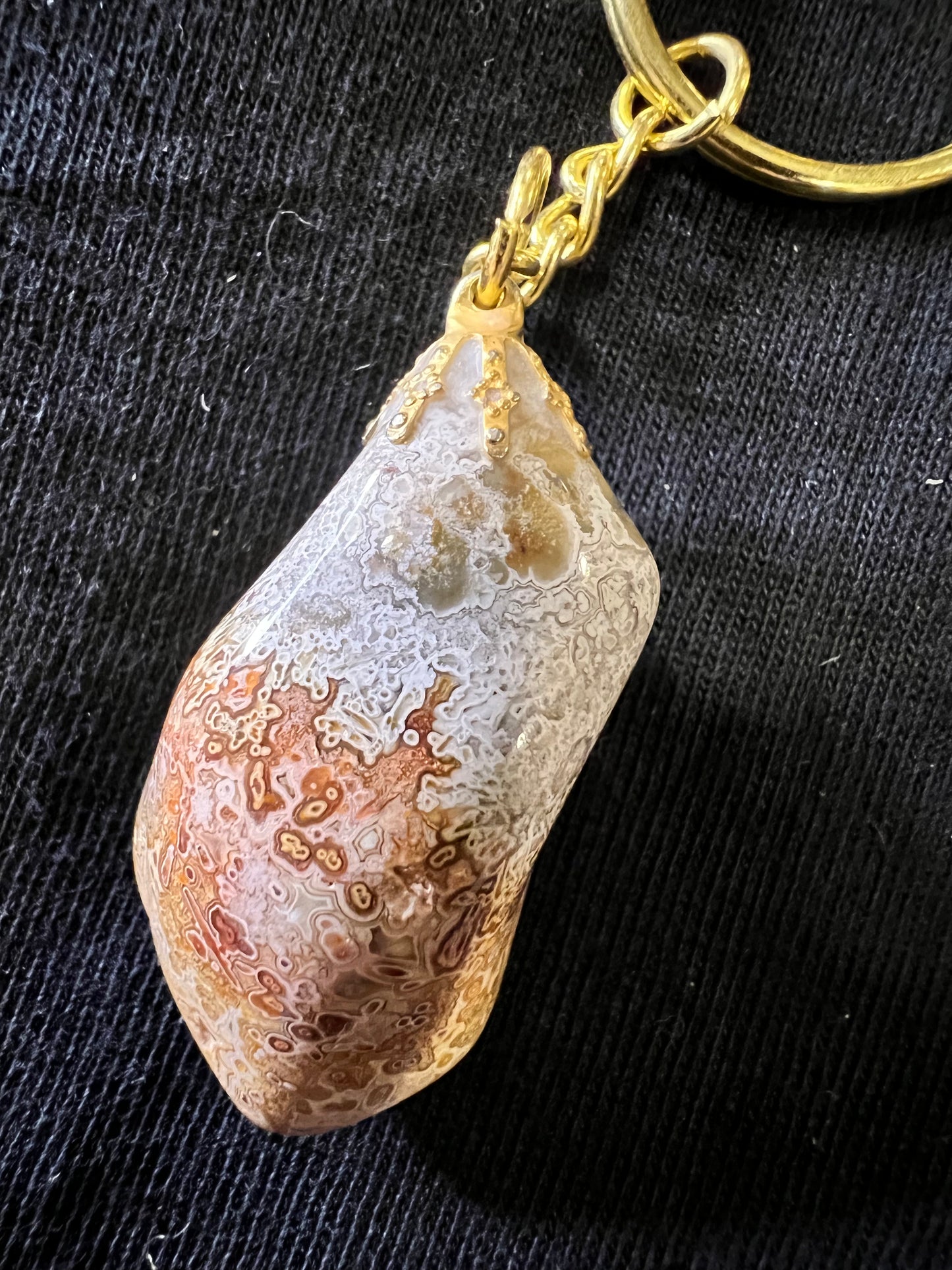 Pink Botswana Agate Keychain