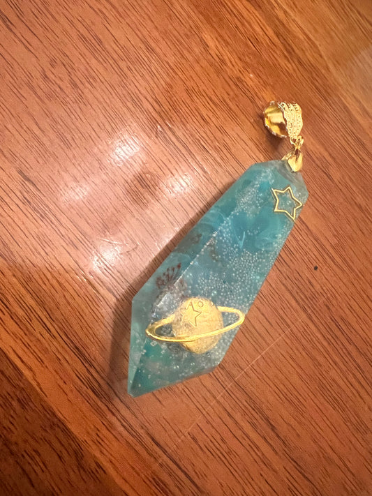 Ocean Blue Jupiter Epoxy Pendant