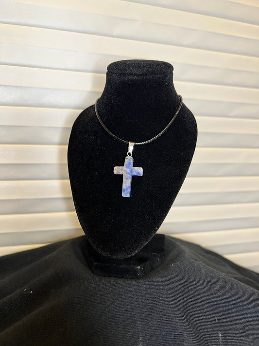 Blue Agate Cross Necklace
